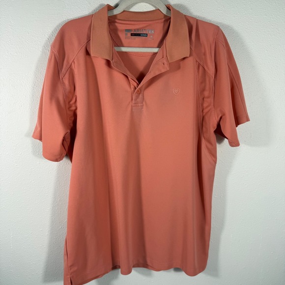 Ariat Other - AriatTEK Heat Series Mens Coral Short Sleeve Polo Shirt Performance Golf M